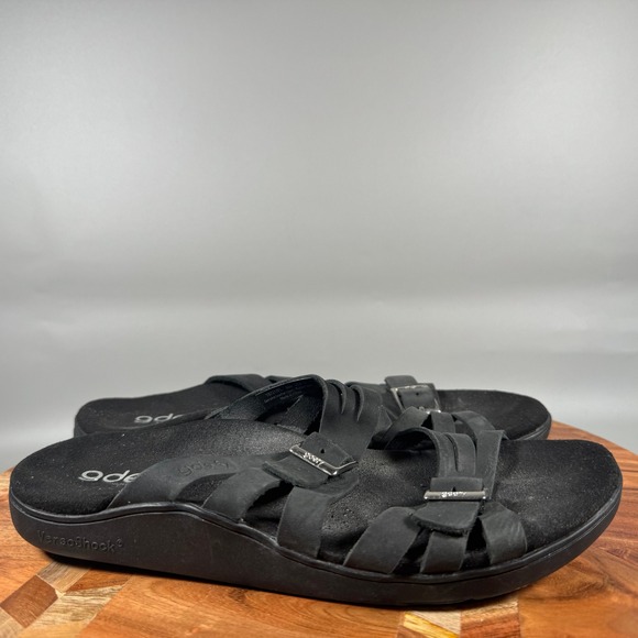 Gravity Defyer Shoes - Gravity Defyer G-Defy Womens 8 Black Leather VersoShock Strappy Sandals TB7217FL